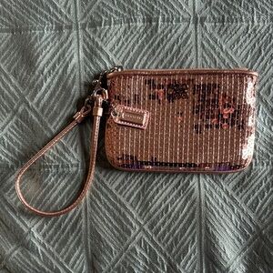Coach Occasion Sequined Wristlet - Rose Gold